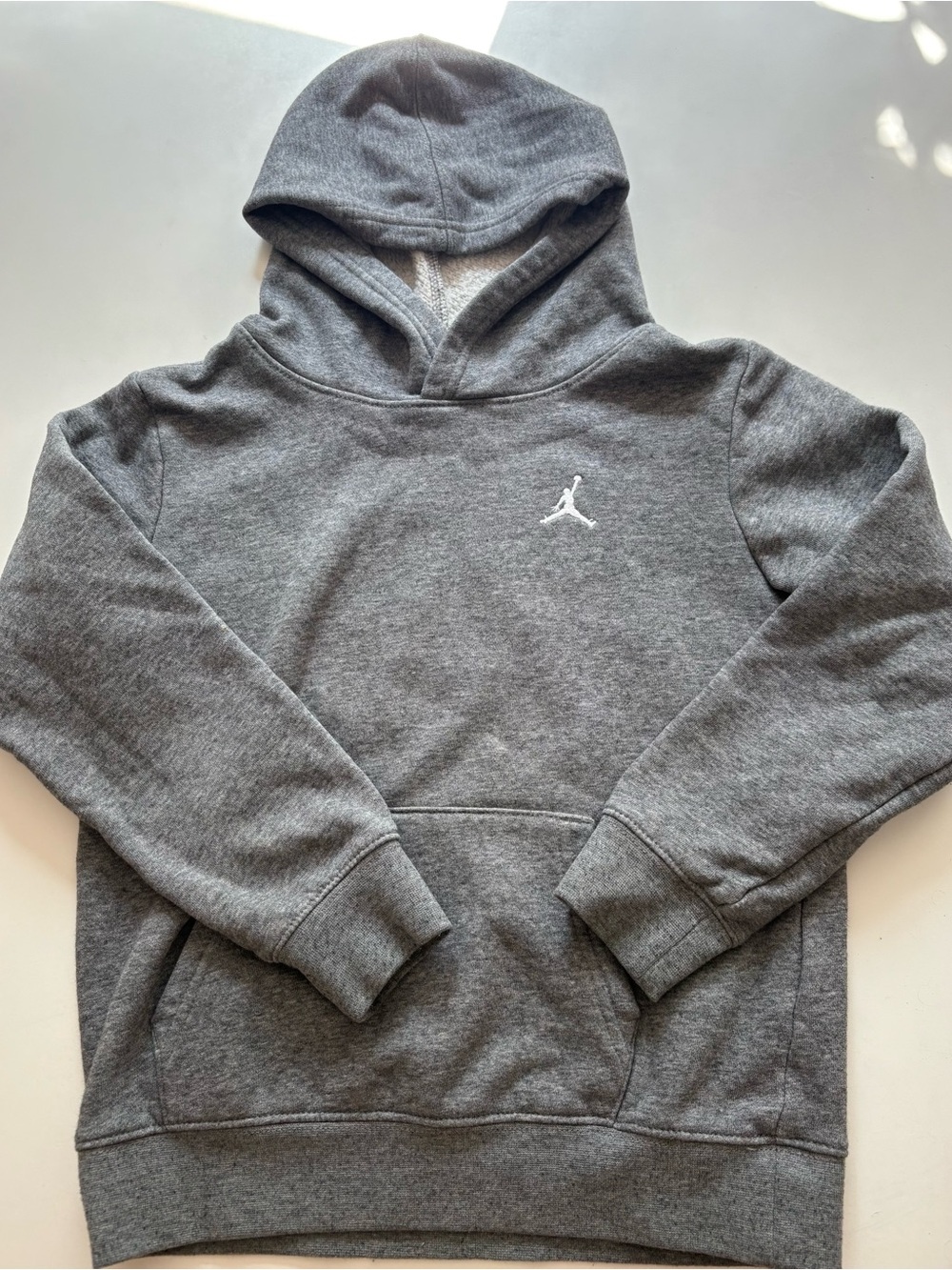 Jordan Grey Hoodie Kids  with Red Jumpman Tag 6-7 year olds